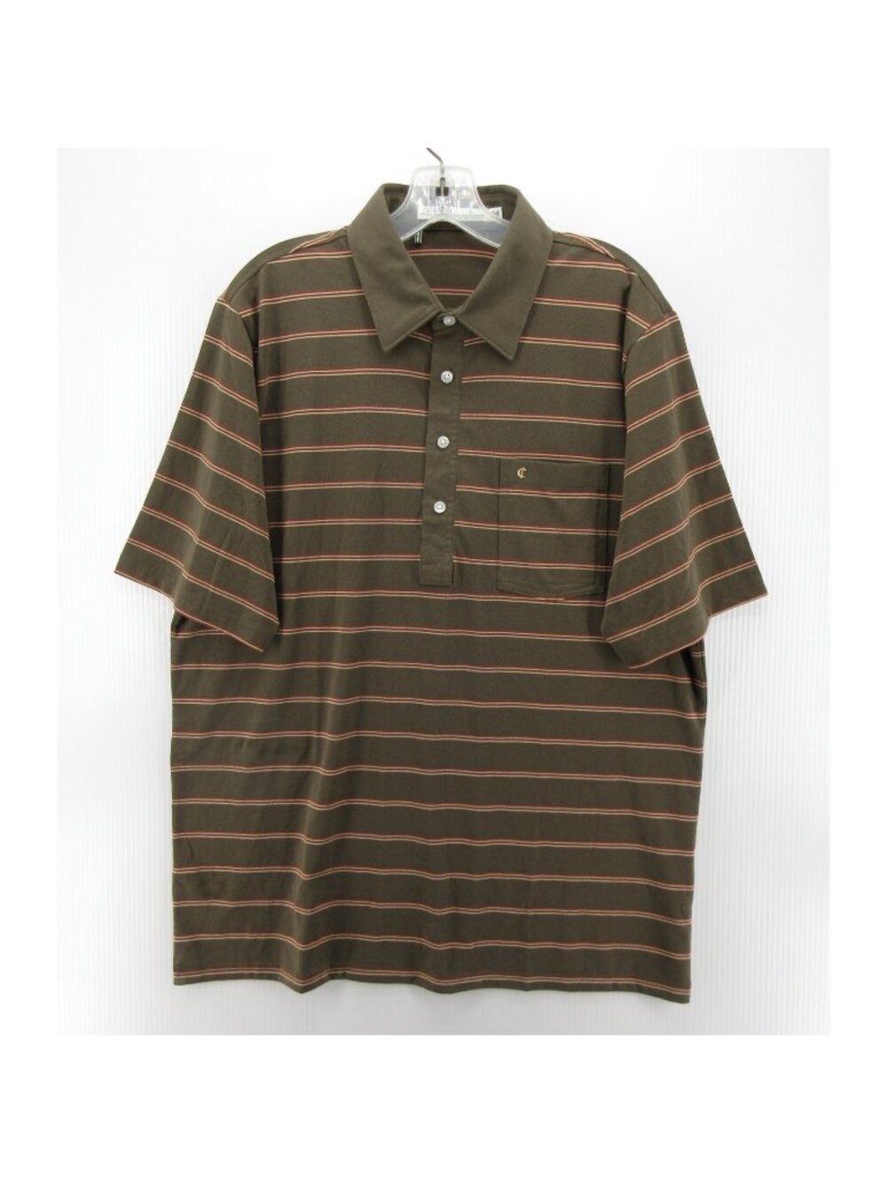 Criquet Polo Shirt Large Performance Golf Striped Stretch Pima Cotton
